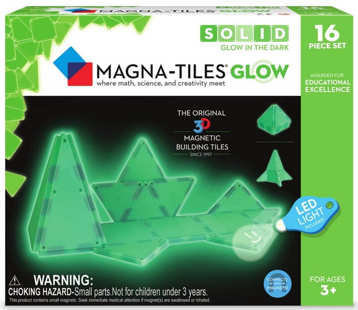 Магнітний конструктор Magna-Tiles Glow Expansion 16 деталей (0631291188162) - зображення 1