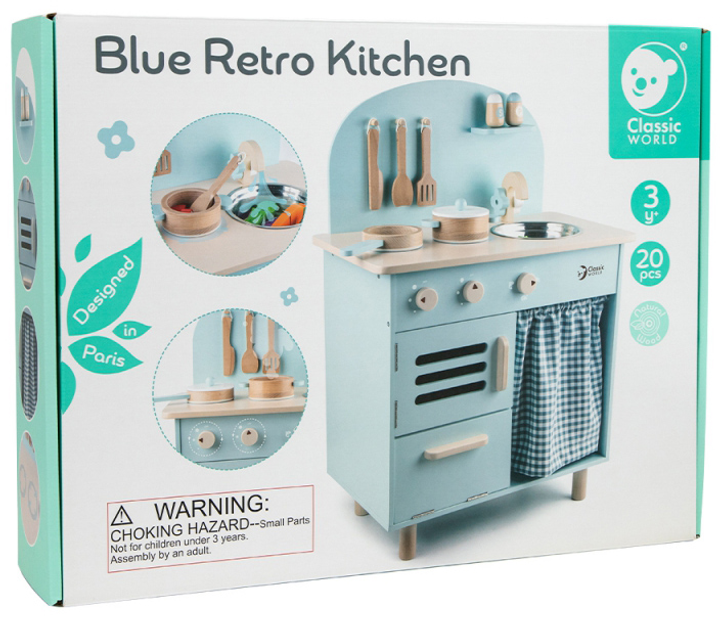 Kuchnia Classic World Wooden Toy Kitchen Retro Niebieska (6927049055713) - obraz 1