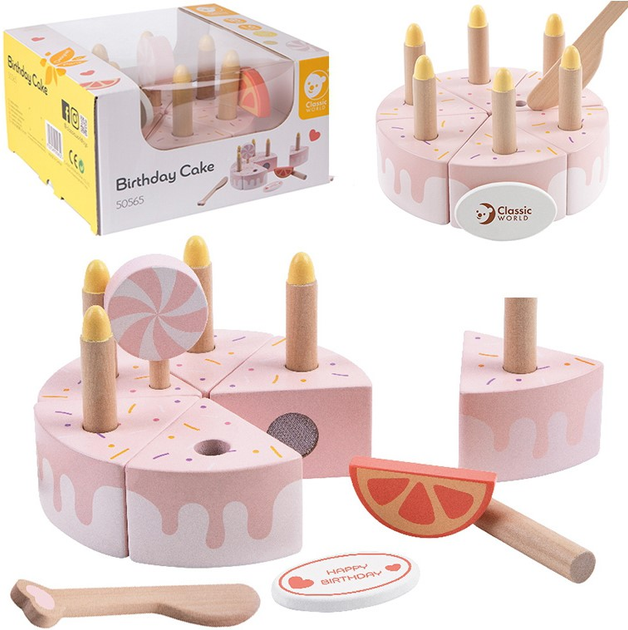 Tort Classic World Wooden Birthday Cake ze świeczkami (6927049055652) - obraz 7