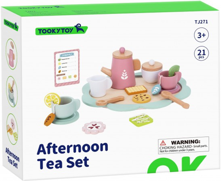 Ігровий набір Tooky Toy Wooden Afternoon Tea 21 предмет (6972633377474) - зображення 1