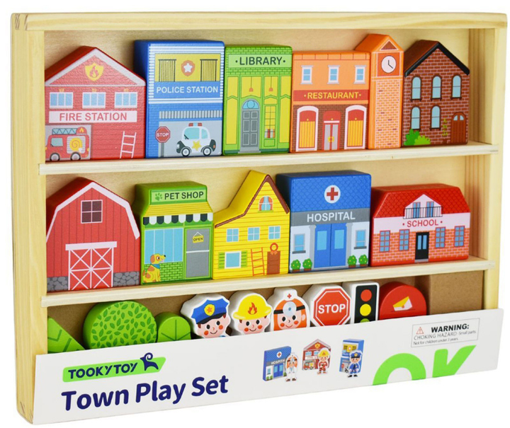 Ігровий набір Tooky Toy Town Play in Wooden 21 предмет (6972633374381) - зображення 1