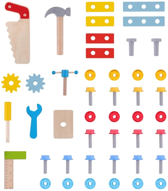 Стіл-майстерня Tooky Toy Дерев'яний 45 елементів (6972633374756) - зображення 6