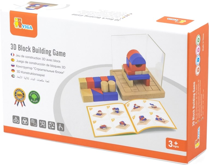 Klocki drewniane Viga 3D Montessori 62 elementy (6971608446597) - obraz 1