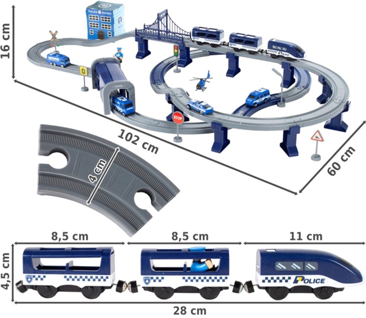 Ігровий набір Woopie Electric Train Car Track Police Station Helicopter Cars. - зображення 11