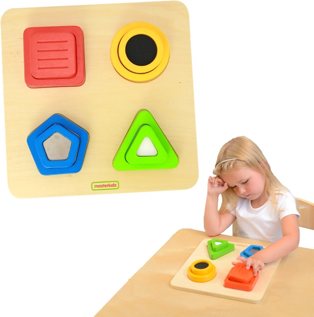 Sorter drewniany Masterkidz Kształty Materiały Powierzchnie Tekstury (6955920008770) - obraz 3