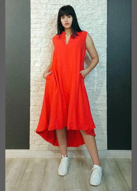 Сукня А-силуету Bebe Plus коралова S 22-2478 - Фото 1 Сукня А-силуету Bebe Plus коралова S 22-2478 - изображение 1