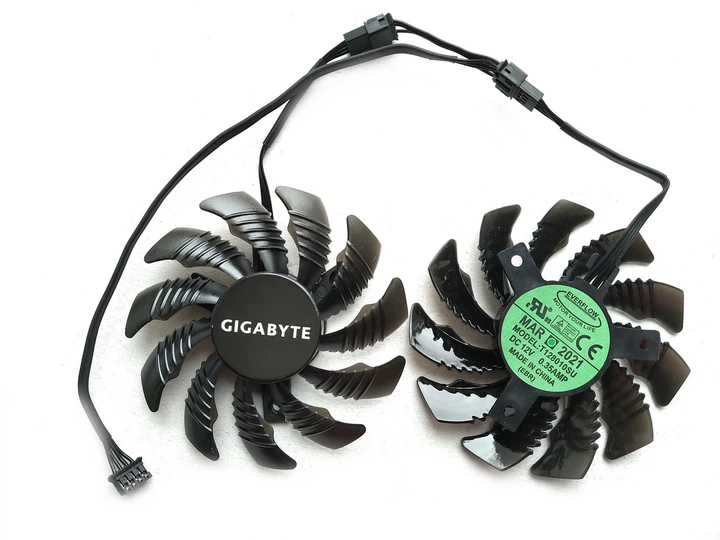 Вентилятор Everflow для видеокарты Gigabyte 77 мм 4-pin T128010SU (PLD08010S12HH FY08010H12LPA) комплект 2шт (№17.1) - изображение 2