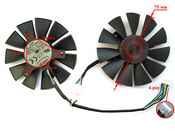 Вентилятор Everflow для видеокарты ASUS (оригинал) T128010SH (FD7010H12S T128010BH FD7010H12D PLD08010B12H) комплект 2 шт (№12.4) - Фото 3 Вентилятор Everflow для видеокарты ASUS (оригинал) T128010SH (FD7010H12S T128010BH FD7010H12D PLD08010B12H) комплект 2 шт (№12.4) - изображение 3