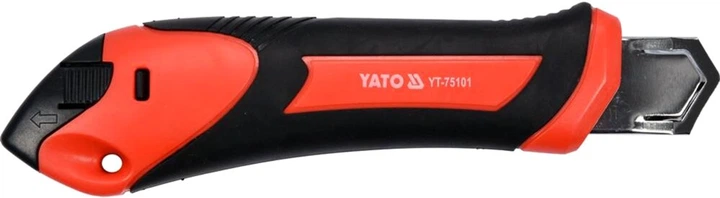 Нож Yato с выдвижным лезвием с отломными сегментами M=25 мм (YT-75101) - Фото 2 Нож Yato с выдвижным лезвием с отломными сегментами M=25 мм (YT-75101) - изображение 2
