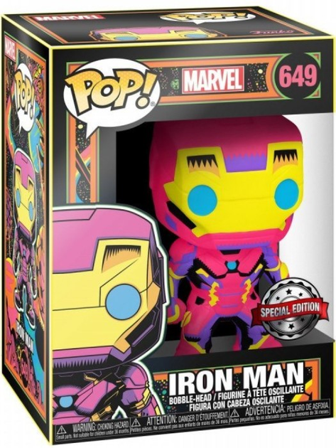 Фігурка Funko POP! Marvel Black Light Iron Man 649 (0889698488464) - зображення 3