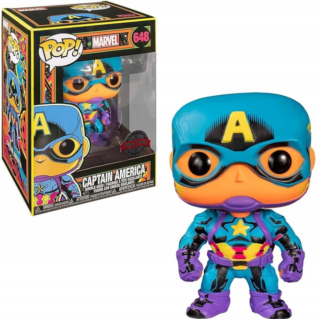 Figurka Funko POP! Marvel Black Light Captain America 648 (0889698488457) - obraz 2