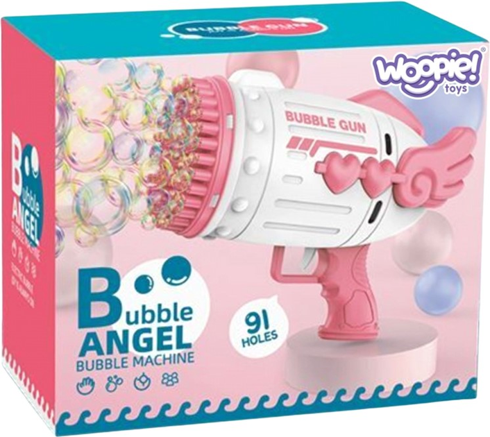 Zestaw do baniek mydlanych Woopie Pistolet Bubble Angel Różowy (5906280650513) - obraz 1