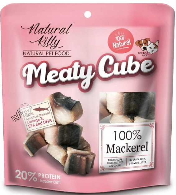 Opakowanie mokrej karmy Pettric Natural Kitty Meaty Cube z makrelą 8 x 60 g (4712937602313) - obraz 3