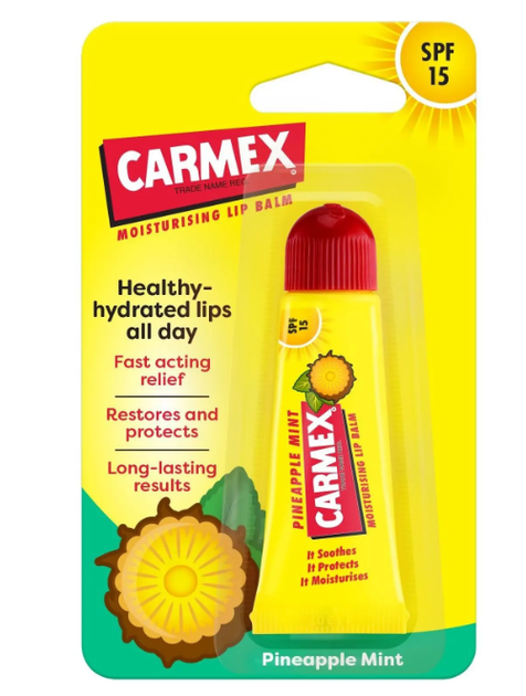 Бальзам для губ зі смаком ананасу та м'яти Carmex Pineapple Mint 10 г - Фото 1 Бальзам для губ зі смаком ананасу та м'яти Carmex Pineapple Mint 10 г - зображення 1