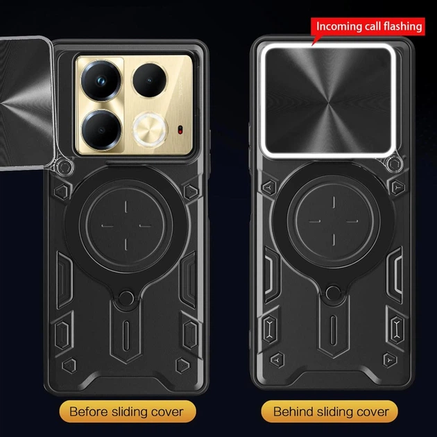 Чехол Magnetic Shield для Infinix Note 40 / X6853 бампер противоударный с подставкой кольцом Black - изображение 6