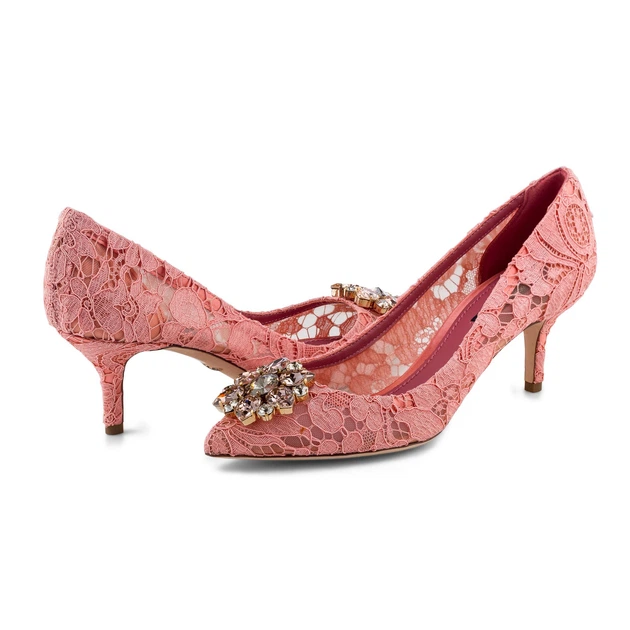 Женские туфли - лодочки Bellucci из кружева Taormina с брошью Dolce&Gabbana Rainbow 37.5 (24.1 cm) розовые CD0066AL1988H200 - Фото 4 Женские туфли - лодочки Bellucci из кружева Taormina с брошью Dolce&Gabbana Rainbow 37.5 (24.1 cm) розовые CD0066AL1988H200 - изображение 4