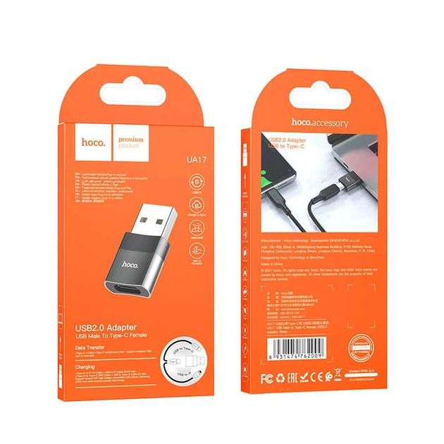 Адаптер-переходник Hoco UA17 USB To Type-C для смартфонов и планшетов (Type-C, 2A, USB2.0 OTG) - Черный - Фото 7 Адаптер-переходник Hoco UA17 USB To Type-C для смартфонов и планшетов (Type-C, 2A, USB2.0 OTG) - Черный - изображение 7