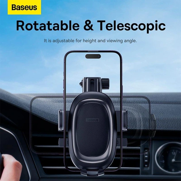 Автомобільний тримач для телефону на присосці Baseus UltraControl Pro Series Clamp-Type Car Holder Set |5.4-7.2"| Чорний - зображення 9