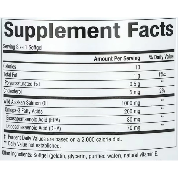 Жир лосося Natural Factors Omega Factors Wild Alaskan Salmon Oil 1000 mg 180 Softgels - зображення 2