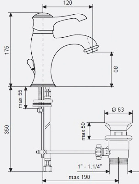 Смеситель для раковины EMMEVI TIFFANY BR6003 - изображение 3