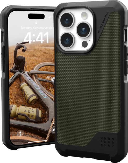 Панель Urban Armor Gear Metropolis LT Magsafe для Apple iPhone 15 Pro Max Kevlar Olive (114297113972) - зображення 1