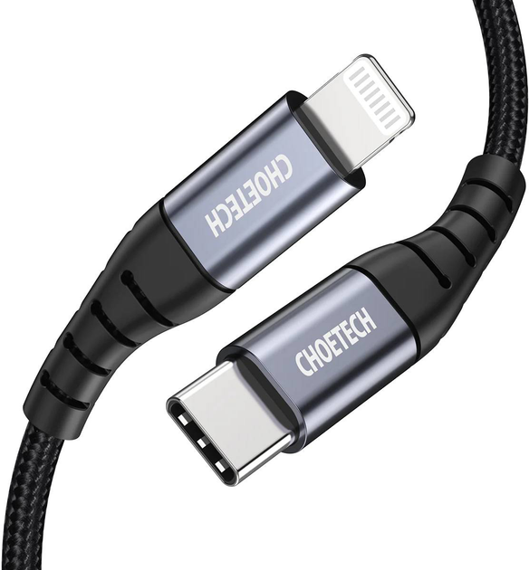 Kabel CHOETECH USB 3.1 Type-C - Lightning 1.2 m MFI PD 20 W Black (6971824975079) - obraz 2