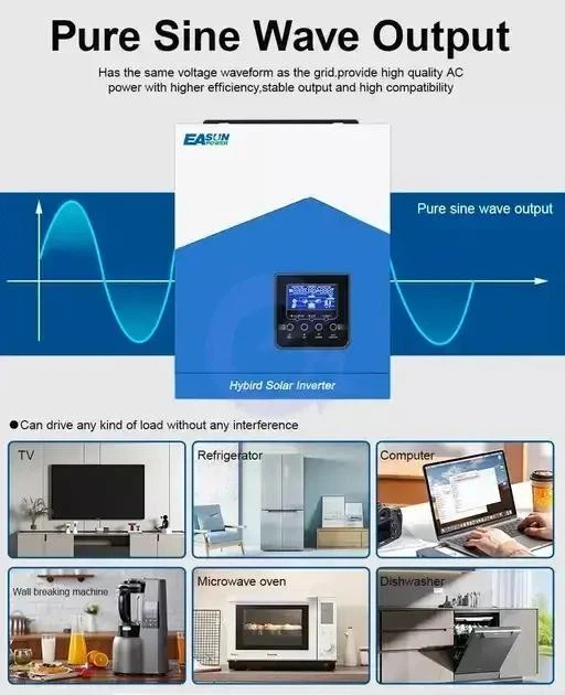 Гибридный солнечный инвертор EASUN POWER ISolar-SMH-II 2.2KW 12V-230V Blue / White (Синій / Білий) - Фото 9 Гибридный солнечный инвертор EASUN POWER ISolar-SMH-II 2.2KW 12V-230V Blue / White (Синій / Білий) - изображение 9