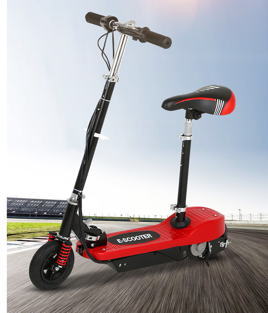 Дитячий електросамокат E-Scooter з сидінням 12-14 км/ч червоний - Фото 1 Дитячий електросамокат E-Scooter з сидінням 12-14 км/ч червоний - изображение 1