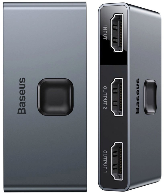 Спліттер Baseus 2x HDMI 4K / 30 Hz Grey (CAHUB-BC0G) - зображення 5