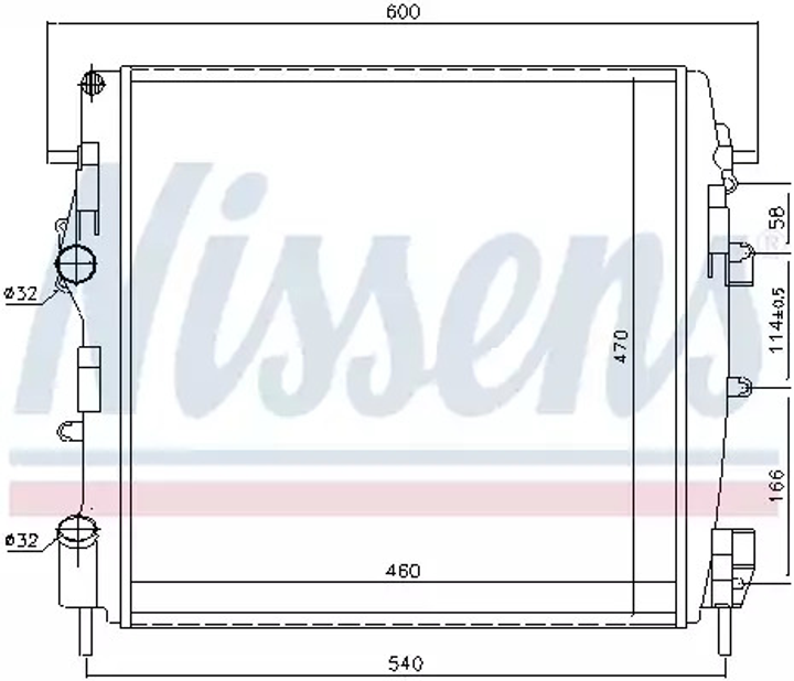 Радиатор охлаждения двигателя NISSAN KUBISTAR, RENAULT KANGOO, NISSENS (63762) - изображение 1