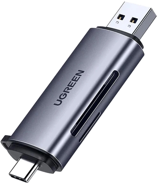 Czytnik kart Ugreen USB 3.0 SD / micro SD USB-C Grey (6957303857067) - obraz 1