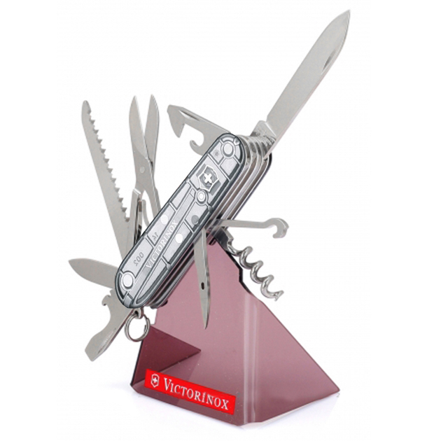 Ніж складаний, мультитул Victorinox Huntsman (91мм, 15 функцій), срібний прозорий. 1.3713.Т7 - зображення 2