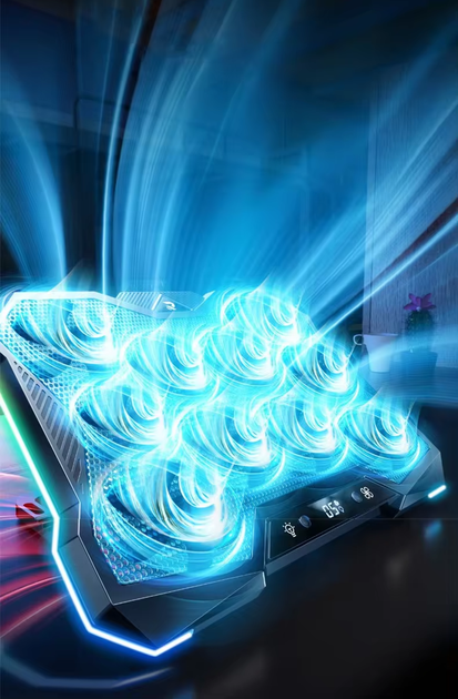 Підставка для ноутбука з охолодженням VHG D11 з RGB-підсвічуванням Laptop Cooling Pad, Black - зображення 3