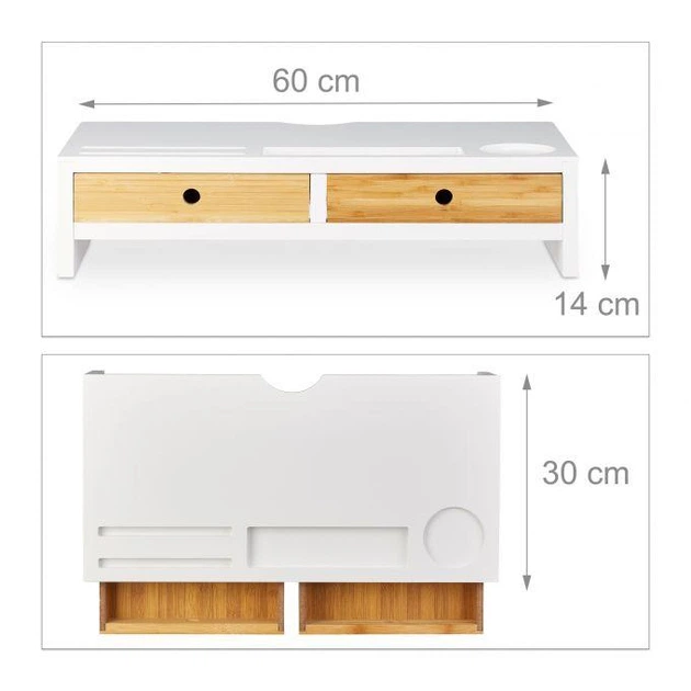Подставка для монитора из бука на 2-я ящика белая 14x60x30 - Фото 3 Подставка для монитора из бука на 2-я ящика белая 14x60x30 - изображение 3