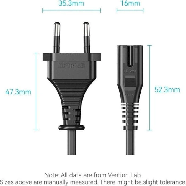 Кабель питания Vention 2-Prong Power Cord 1.8M C7 Connector EU Plug (ZCLBAC) - изображение 4
