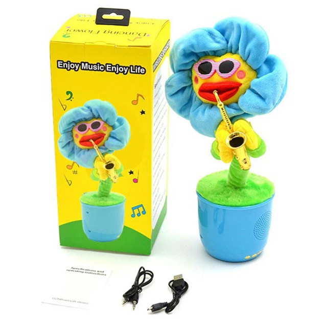 Интерактивная игрушка танцующий Цветок, блютуз колонка с FM радио Dancing Flower (голубая) - изображение 3