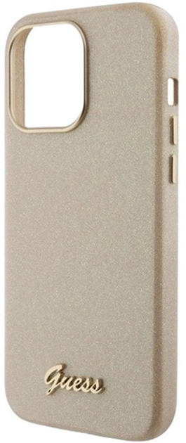 Etui Guess Glitter Glossy Script do iPhone 15 Pro Light Gold (3666339155506) - obraz 6