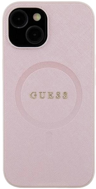 Панель Guess Saffiano для iPhone 15 Plus з MagSafe Pink (3666339156190) - зображення 1