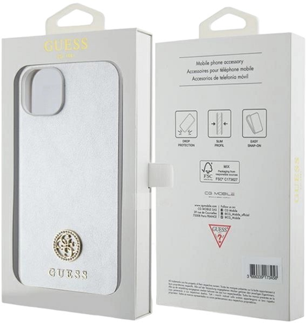 Etui Guess Strass Metal Logo do iPhone 15 Silver (3666339151140) - obraz 8