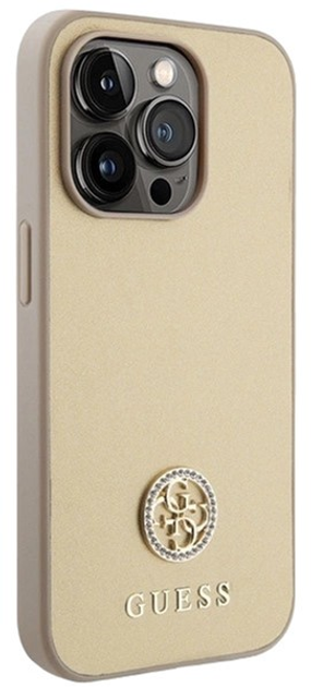 Etui Guess Strass Metal Logo do iPhone 15 Pro Gold (3666339151027) - obraz 3