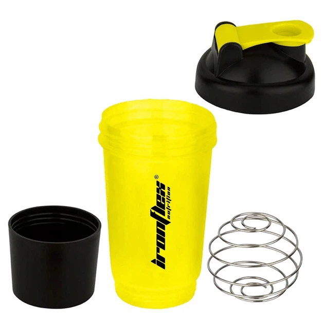 Шейкер IronFlex Shaker 500 мл с пружинкой + контейнер, Yellow - изображение 2