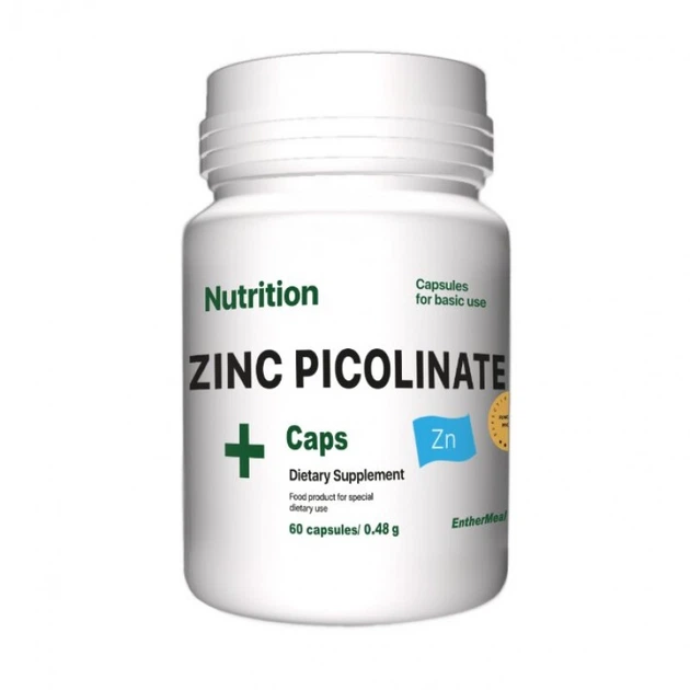 Витамины и минералы EntherMeal Zinc Picolinate, 60 капсул - Фото 1 Витамины и минералы EntherMeal Zinc Picolinate, 60 капсул - изображение 1