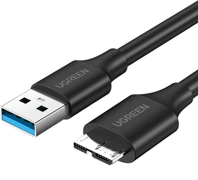 Кабель Ugreen US130 USB 3.0 A Male to Micro USB 3.0 Male Cable 1 м Black (UGR-10841) - зображення 1