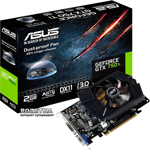 Видеокарта Asus PCI-Ex GeForce GTX 750 Ti 2048MB GDDR5 (128bit
