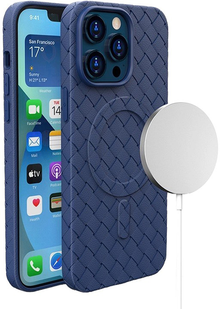 Etui plecki Hurtel MagSafe Woven Case do Apple iPhone 15 Pro Navy Blue (9145576281321) - obraz 1