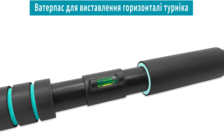 Турнік розсувний для підтягувань EasyFit 70-95 см розпірний для дому в отвір EF-1634-1 Чорно-бірюзовий (56003369) - зображення 7