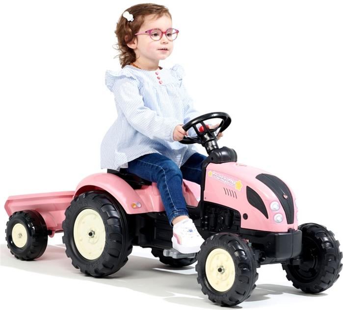 Трактор на педалях Rolly Toys Country Star з рожевим причепом (3016202056124) - зображення 3