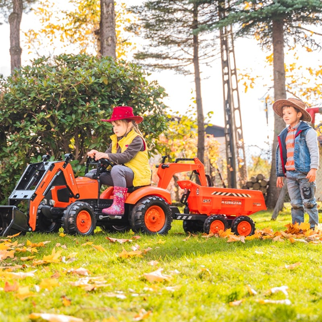 Трактор на педалях Rolly Toys Kubota з причепом та рухомим ковшем Помаранчевий (3016202090234) - зображення 9