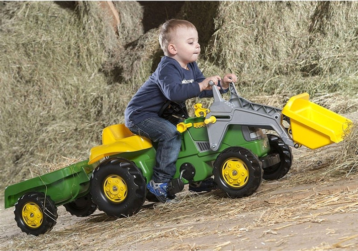 Traktor na pedały Rolly Toys Deere z przyczepą i ruchomą łyżką Zielony (4006485023110) - obraz 3