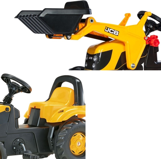 Трактор на педалях Rolly Toys Kid JCB з ковшем та причепом Жовтий (4006485023837) - зображення 3